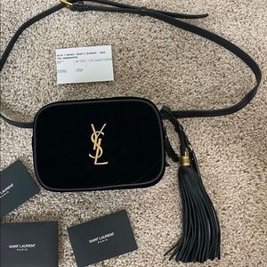 YSL Velour Matelasse Monogram Lou Belt Bag Black